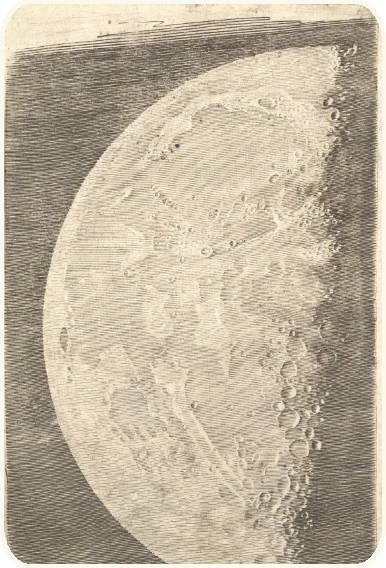 The Moon in its final quarter: the lit half of the disc, engraved by Claude Mellan